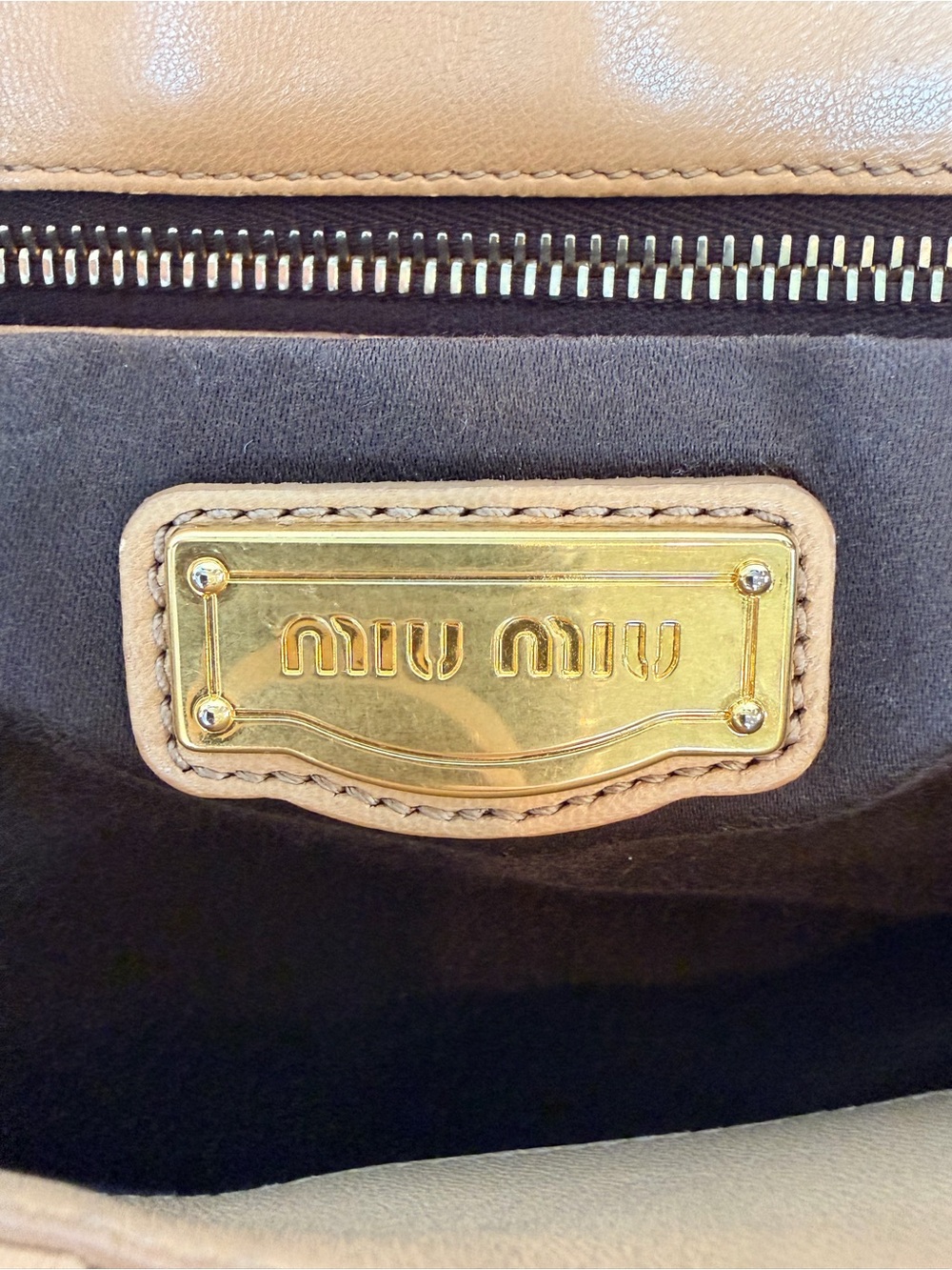 Miu Miu Matelasse Nappa Lamb Leather Bag Nude Tan Top-Handle + Crossbody + COA - Picture 12 of 16